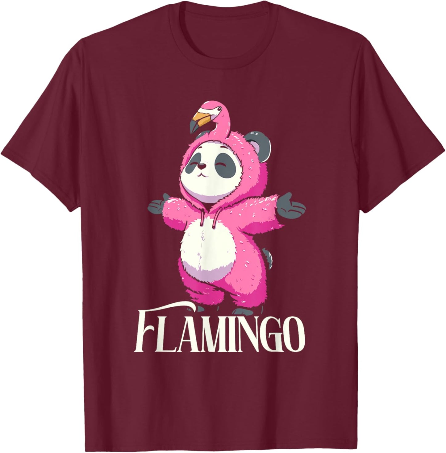 Flamingo Panda T-Shirt - T-Shirt | Maroon