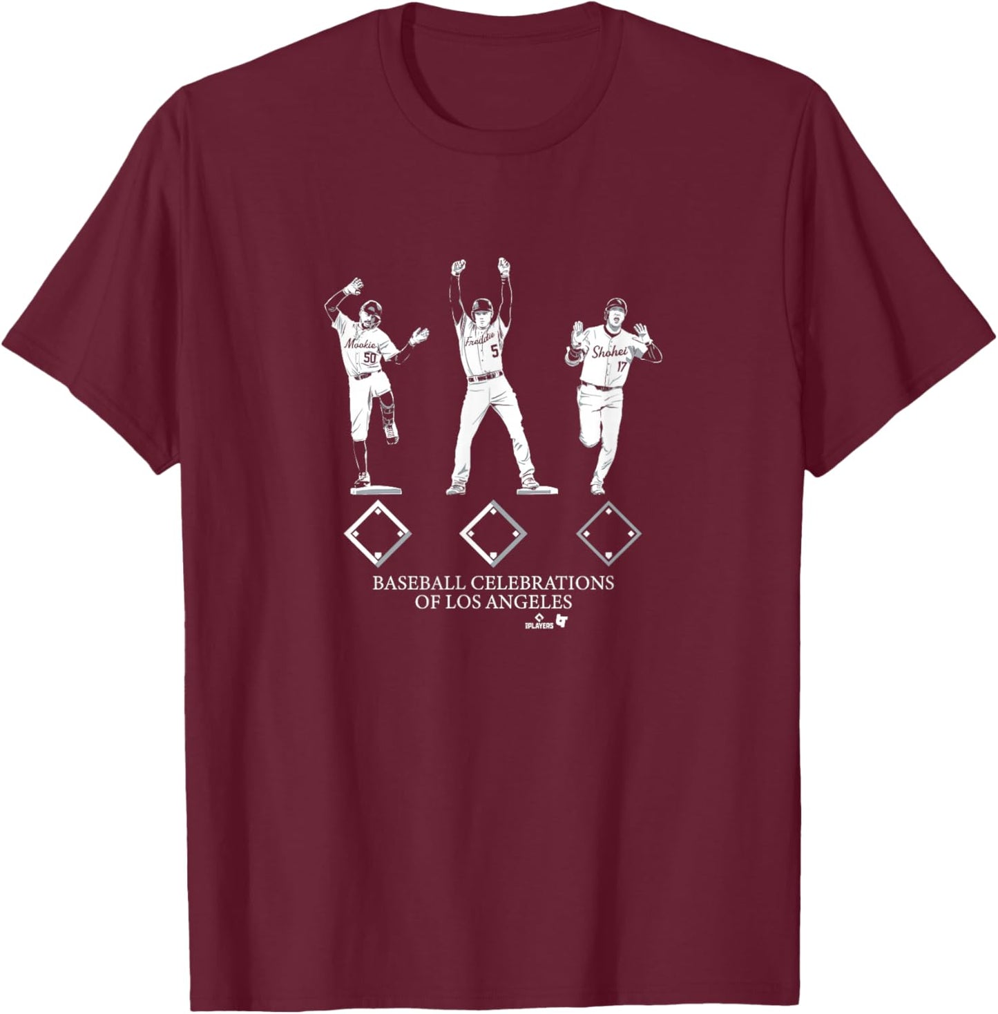 Ohtani, Betts, & Freeman - Dance Celebrations - LA Baseball T-Shirt - T-Shirt | Maroon