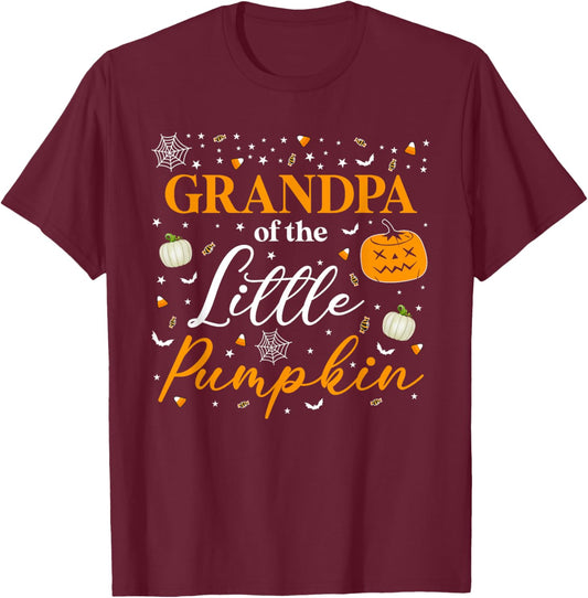 Grandpa Of The Little Pumpkin Family Matching Halloween T-Shirt - T-Shirt | Maroon