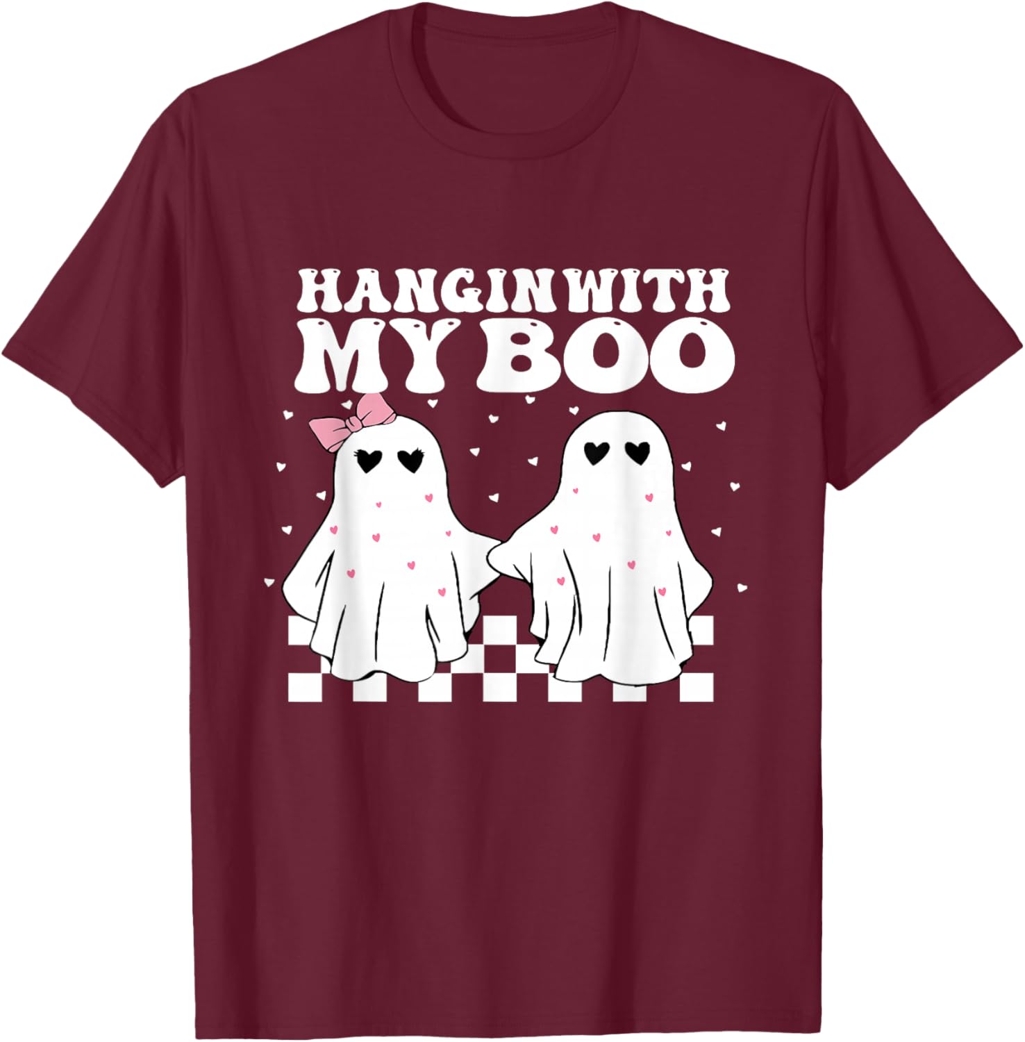 Hangin' With my Boo Couples Halloween Adult Costume His her T-Shirt - T-Shirt | Maroon