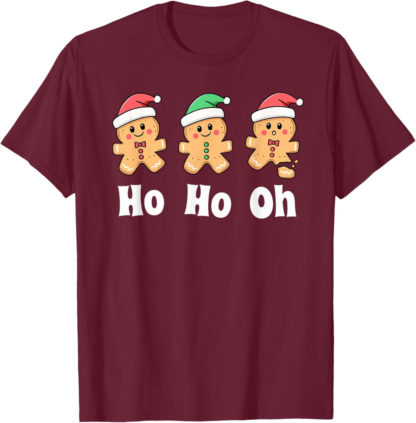 Ho Ho Oh Baking Cookies Funny Kids Christmas Gingerbread T-Shirt - T-Shirt | Maroon