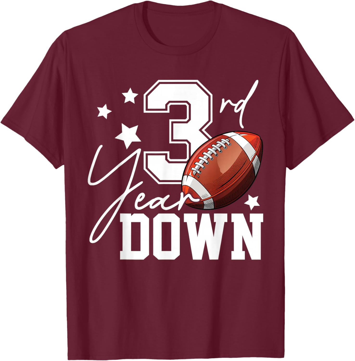 3rd Year Down Football Lover Third Birthday Boy Party T-Shirt - T-Shirt | Maroon