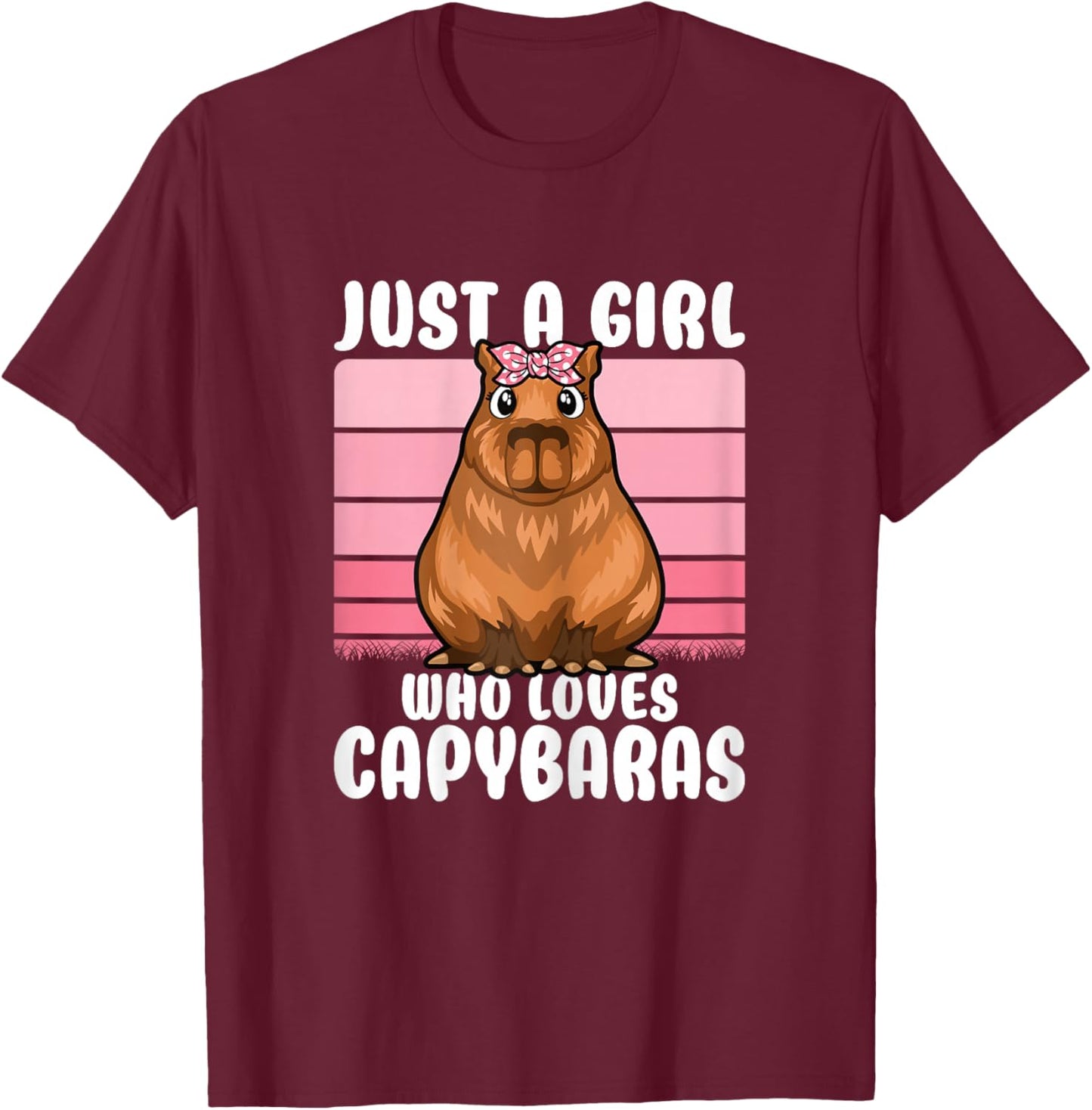 Just A Girl Who Loves Capybaras Cute Girls Kids T-Shirt - T-Shirt | Maroon