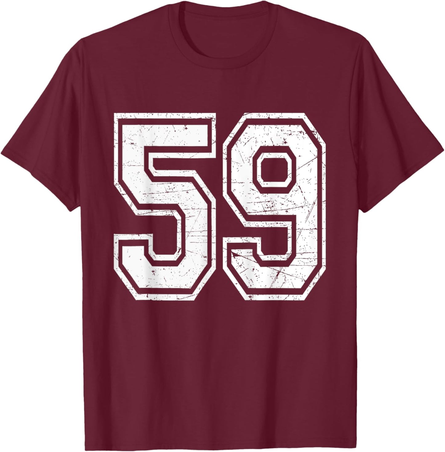 Number 59 Varsity Sports Team Jersey 59th Birthday T-Shirt - T-Shirt | Maroon