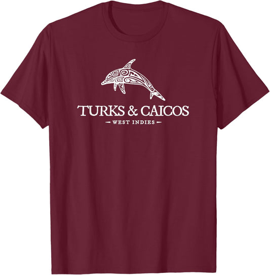 Turks and Caicos Islands Dolphin Cruise Vacation Souvenir T-Shirt - T-Shirt | Maroon