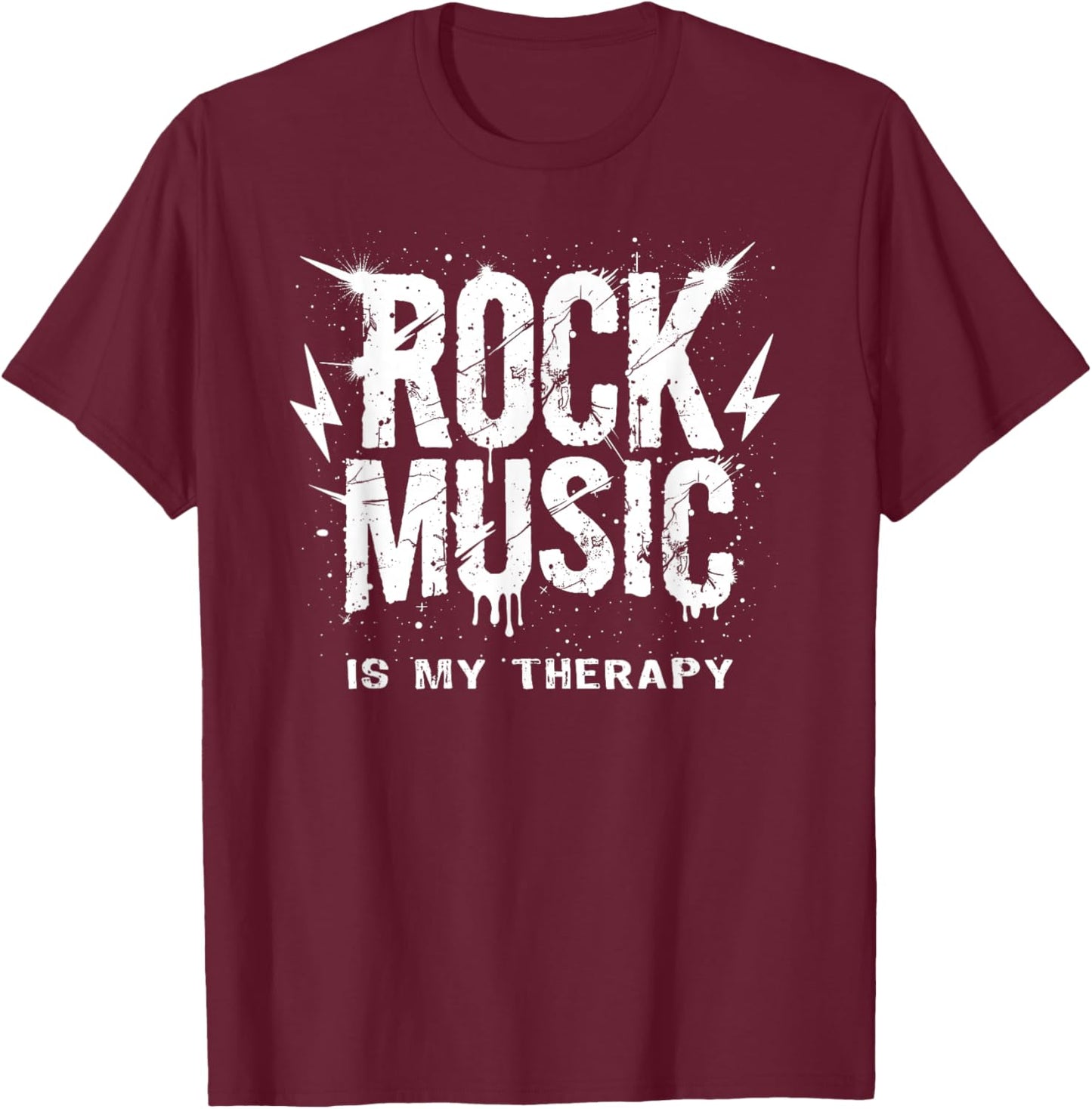 Rock Music Is My Therapy T-Shirt - T-Shirt | Maroon