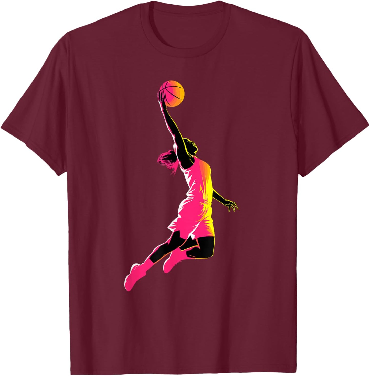 Basketball Player Dunking | Women Basketball T-Shirt - T-Shirt | Maroon