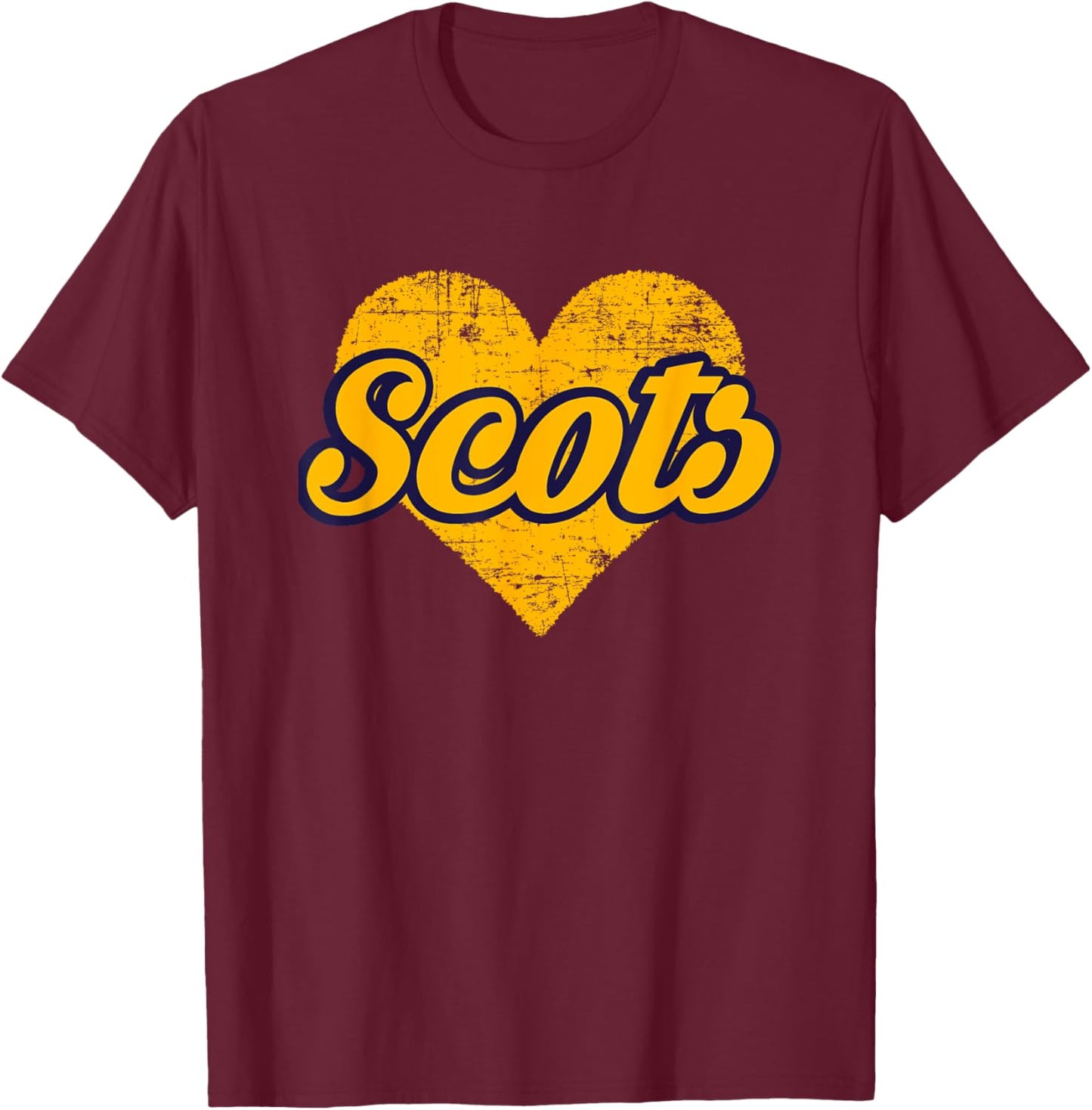 Highland Park Scots Over Heart T-Shirt - T-Shirt | Maroon