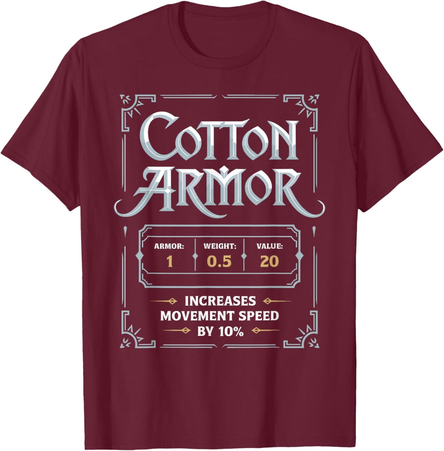 RPG Geek PC Game MMORPG Costume Roleplay Gaming Cotton Armor T-Shirt - T-Shirt | Maroon