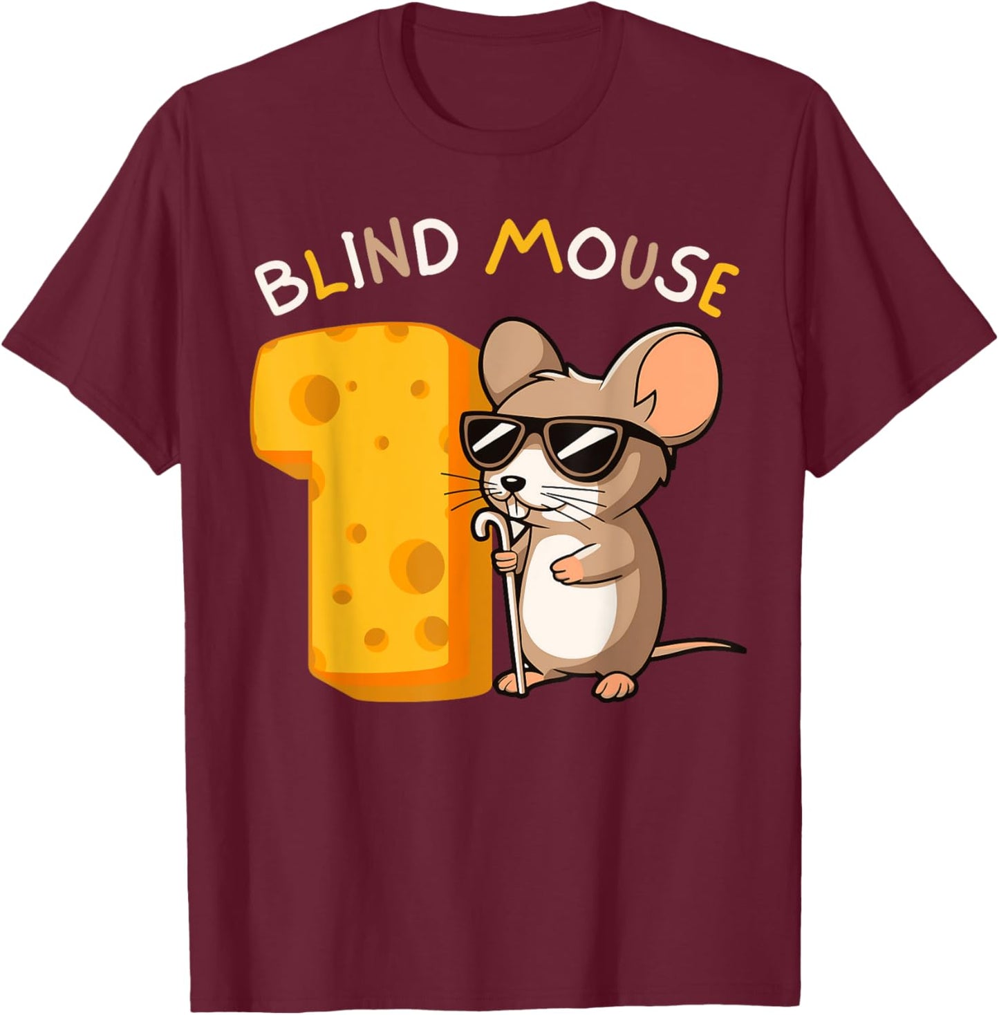 Matching Family & Friends Blind Mouse 1 Last Minute Costume T-Shirt - T-Shirt | Maroon