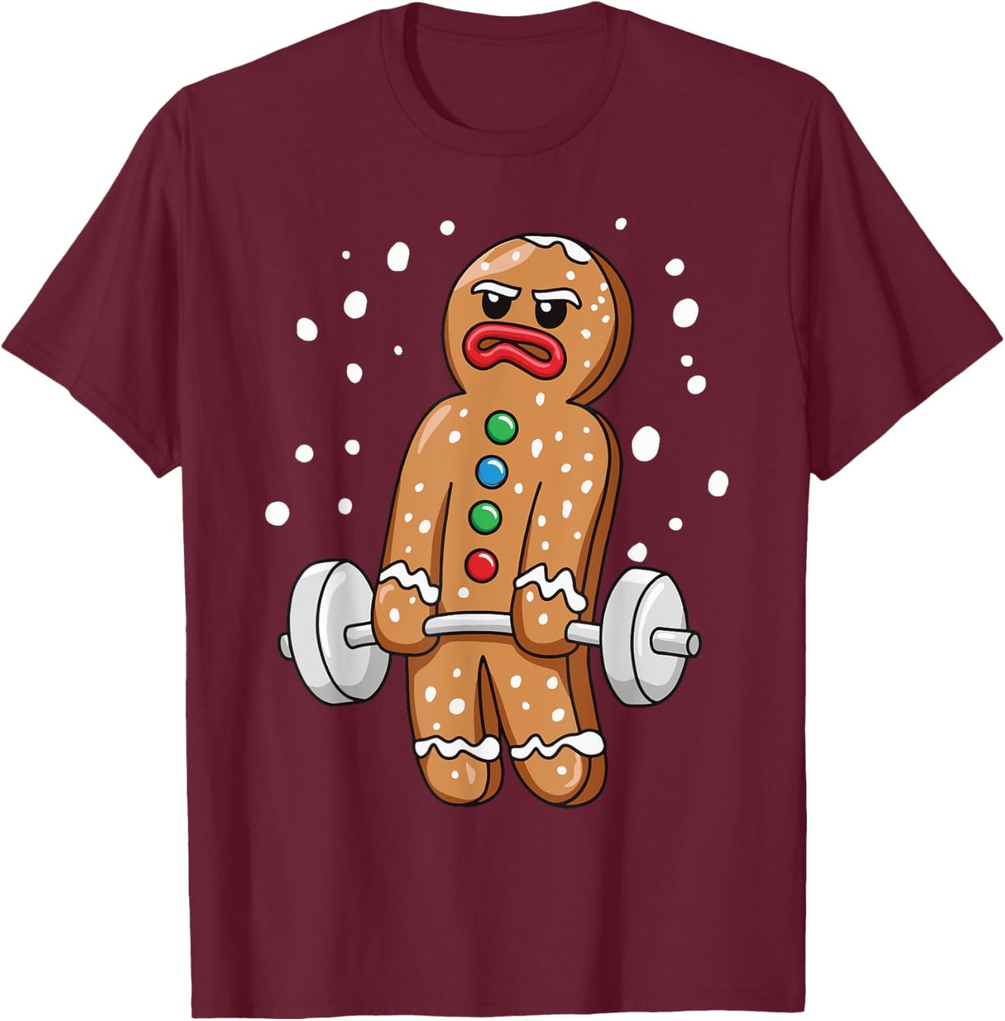 Gingerbread Weightlifting Workout Bodybuilding T-Shirt - T-Shirt | Maroon