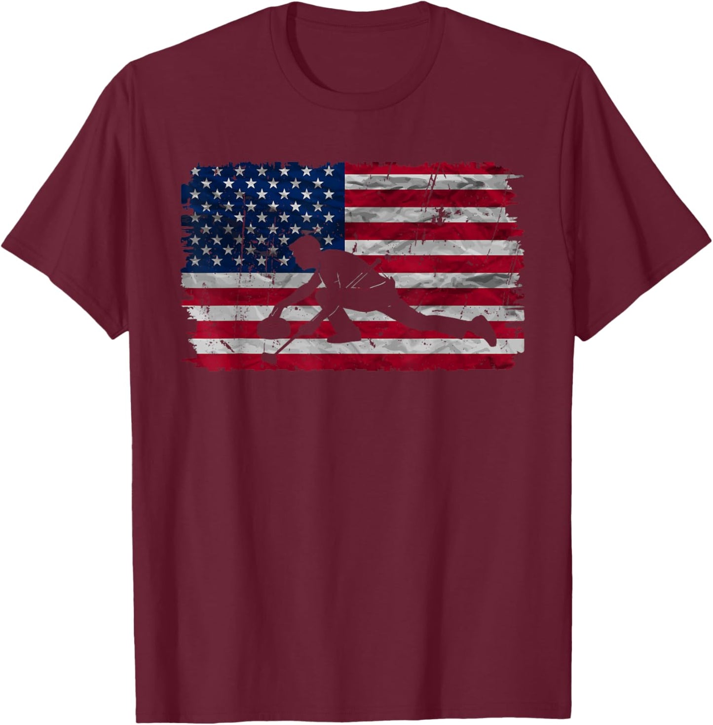 Best Curling Art Women Stone Sport Curling Player T-Shirt - T-Shirt | Maroon