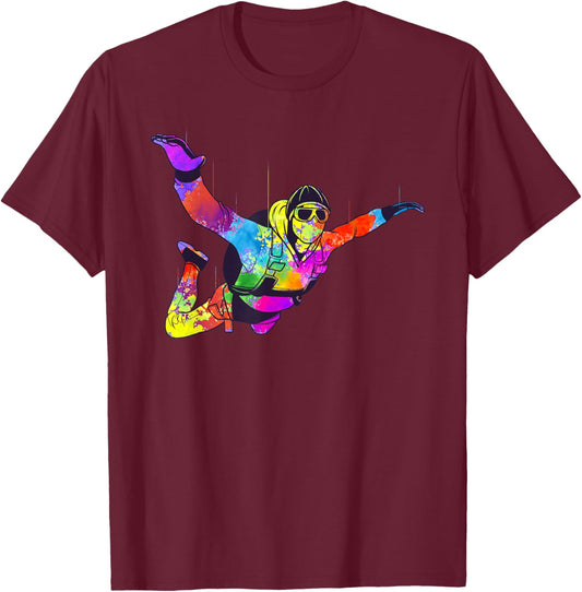 Cool Skydiving Art Women Indoor Skydive Sky Diving T-Shirt - T-Shirt | Maroon