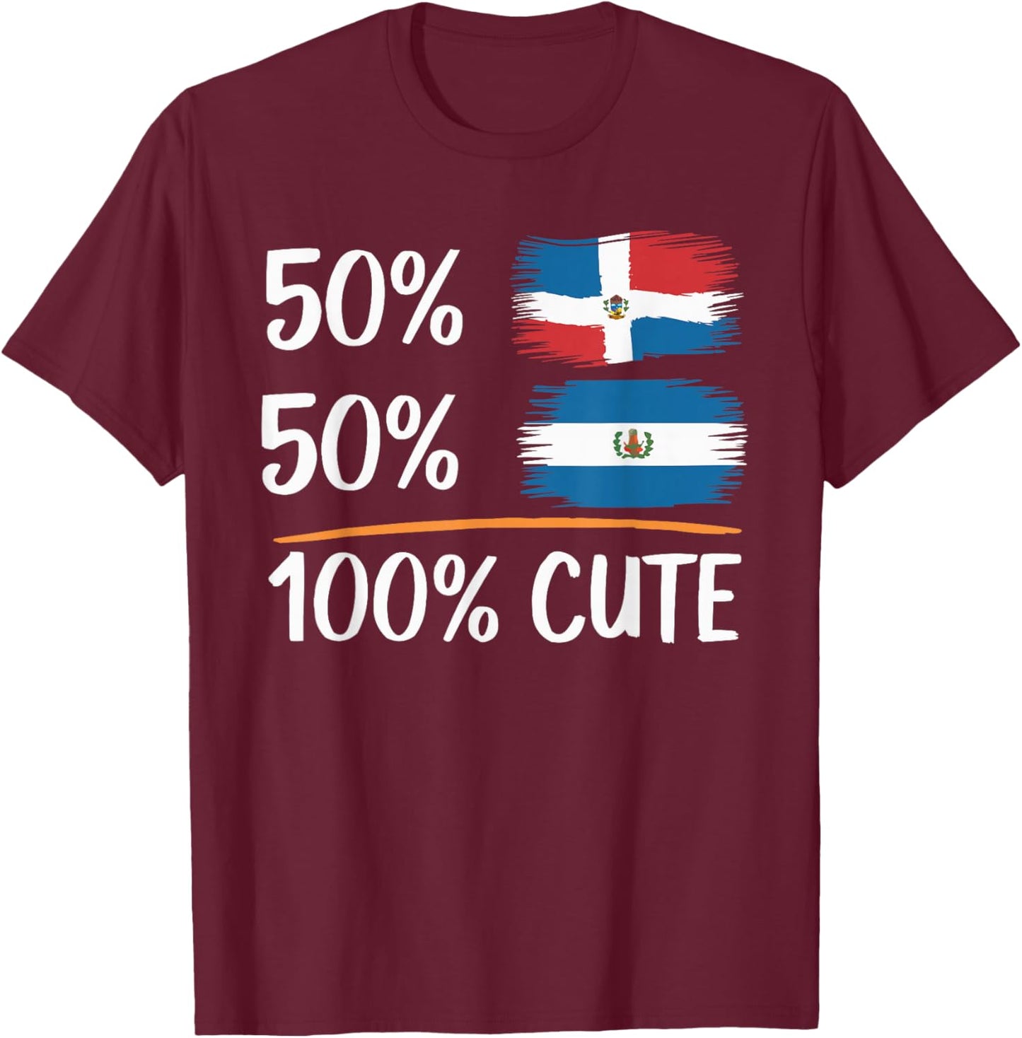 Half Salvadorian Half Dominican Republic Flag El Salvador T-Shirt - T-Shirt | Maroon