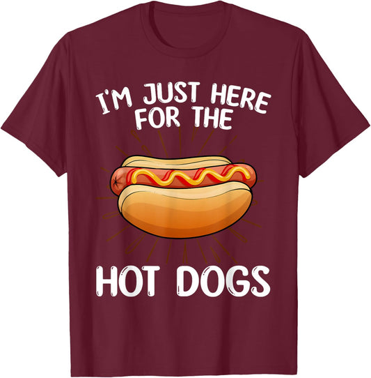 Funny Hot Dog Art Women Kids Hot Dog Stand Hot Dog T-Shirt - T-Shirt | Maroon
