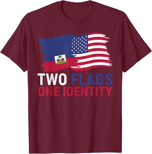 Half Haitian Half American USA Flag Haiti America T-Shirt - T-Shirt | Maroon