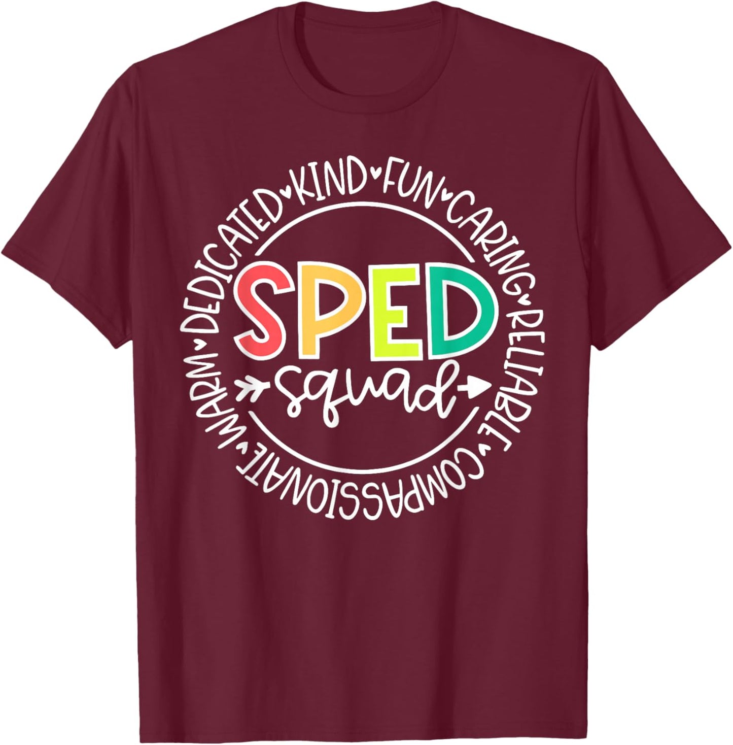 Retro SPED Squad Special Education Teacher Life Paraeducator T-Shirt - T-Shirt | Maroon