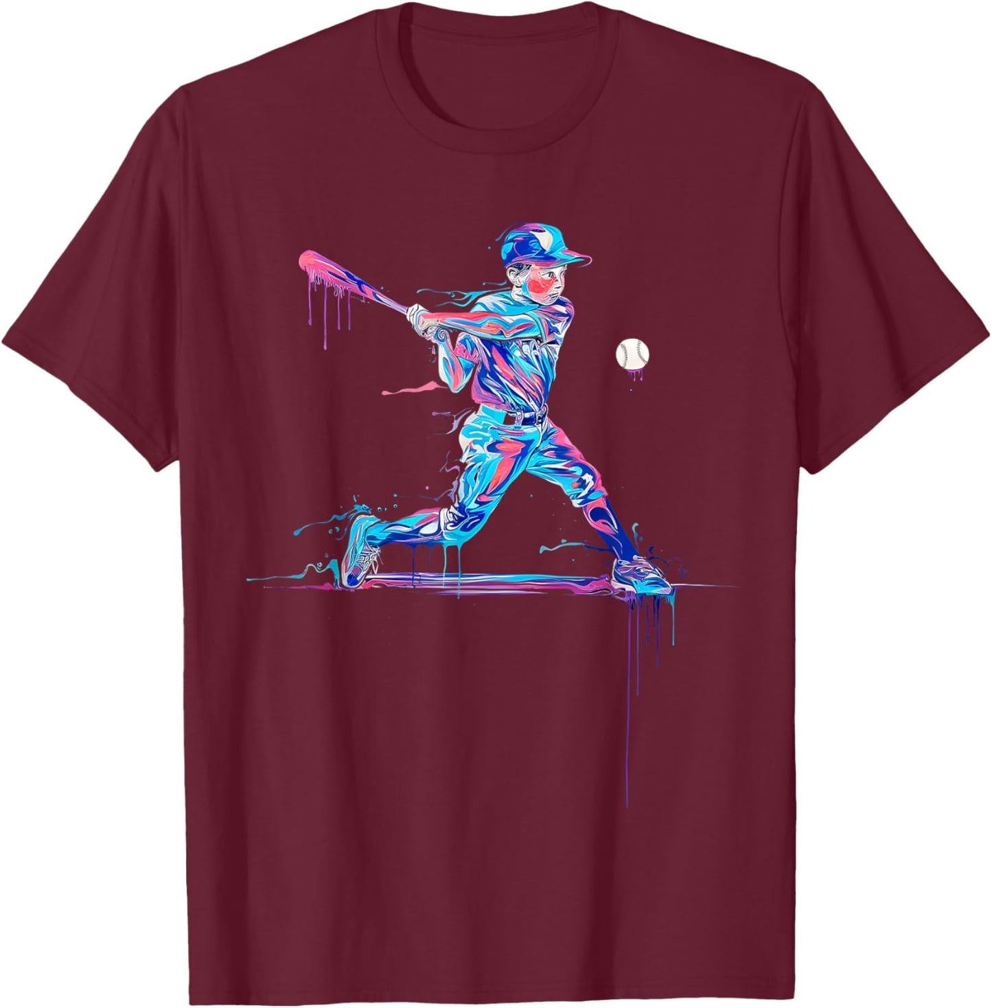 Boys Baseball Player Baseball Drip For Boys Ice Cream T-Shirt - T-Shirt | Maroon