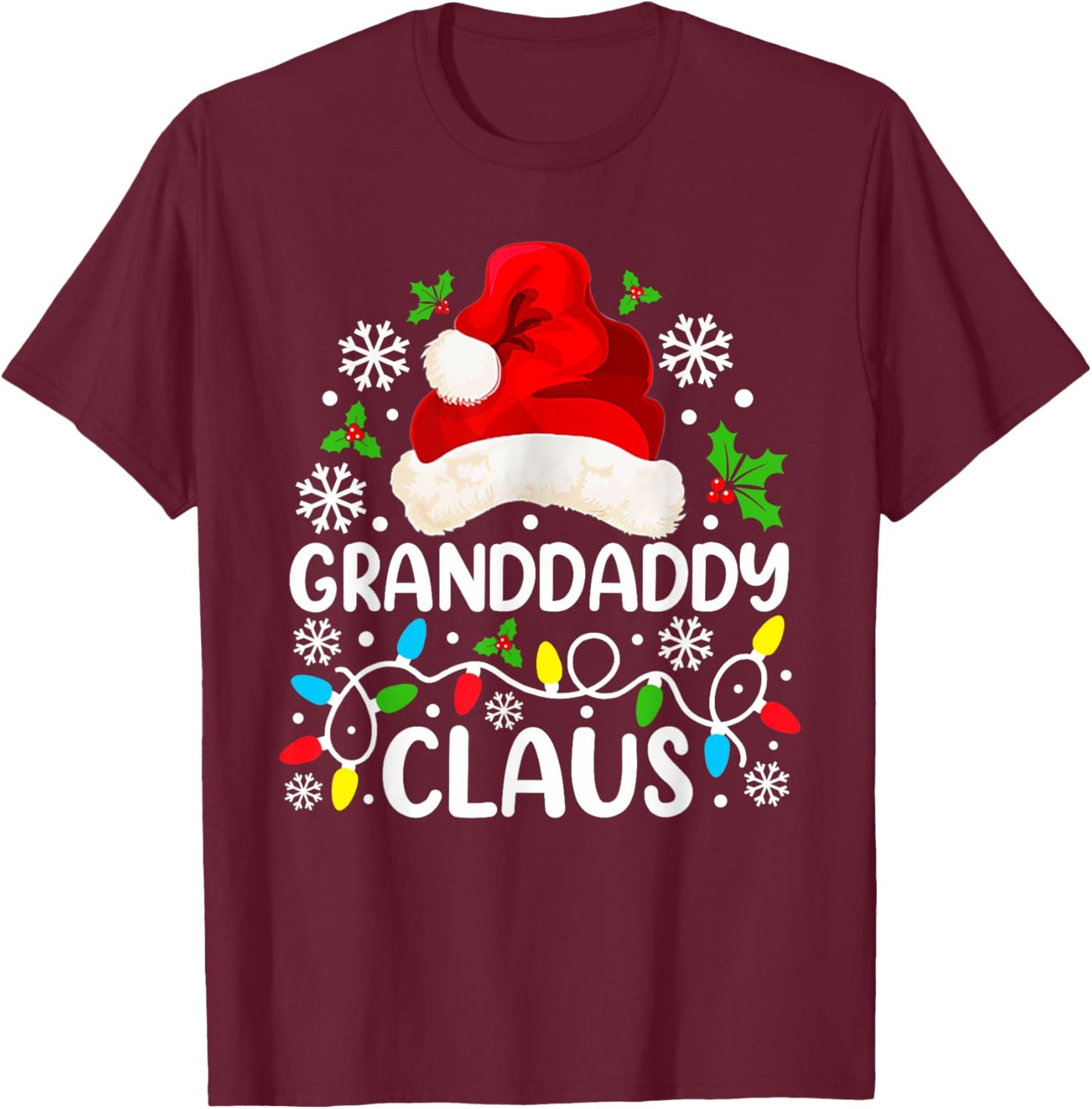 Granddaddy Claus Funny Christmas Family Matching T-Shirt - T-Shirt | Maroon