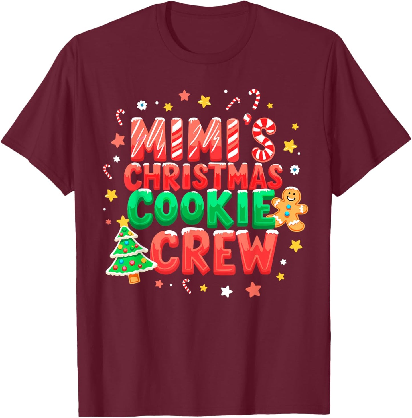 Mimi's Christmas Cookie Baking Crew Funny Xmas Party T-Shirt - T-Shirt | Maroon