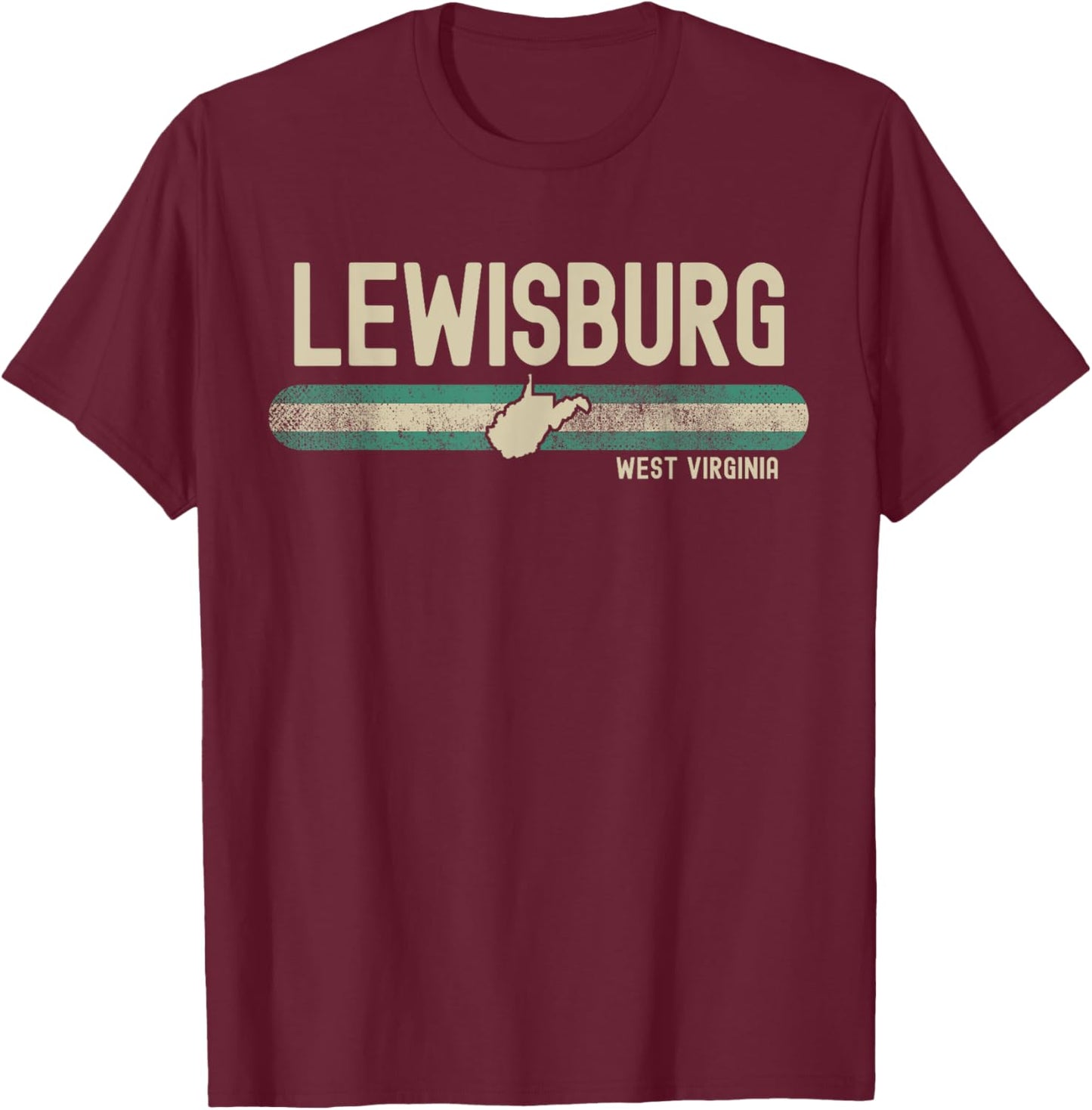 Lewisburg WV | West Virginia | Travel & 80s Style T-Shirt - T-Shirt | Maroon
