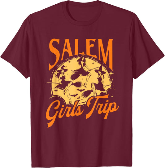 Salem Girls Trip - Spooky Witch Halloween Ghoul T-Shirt - T-Shirt | Maroon