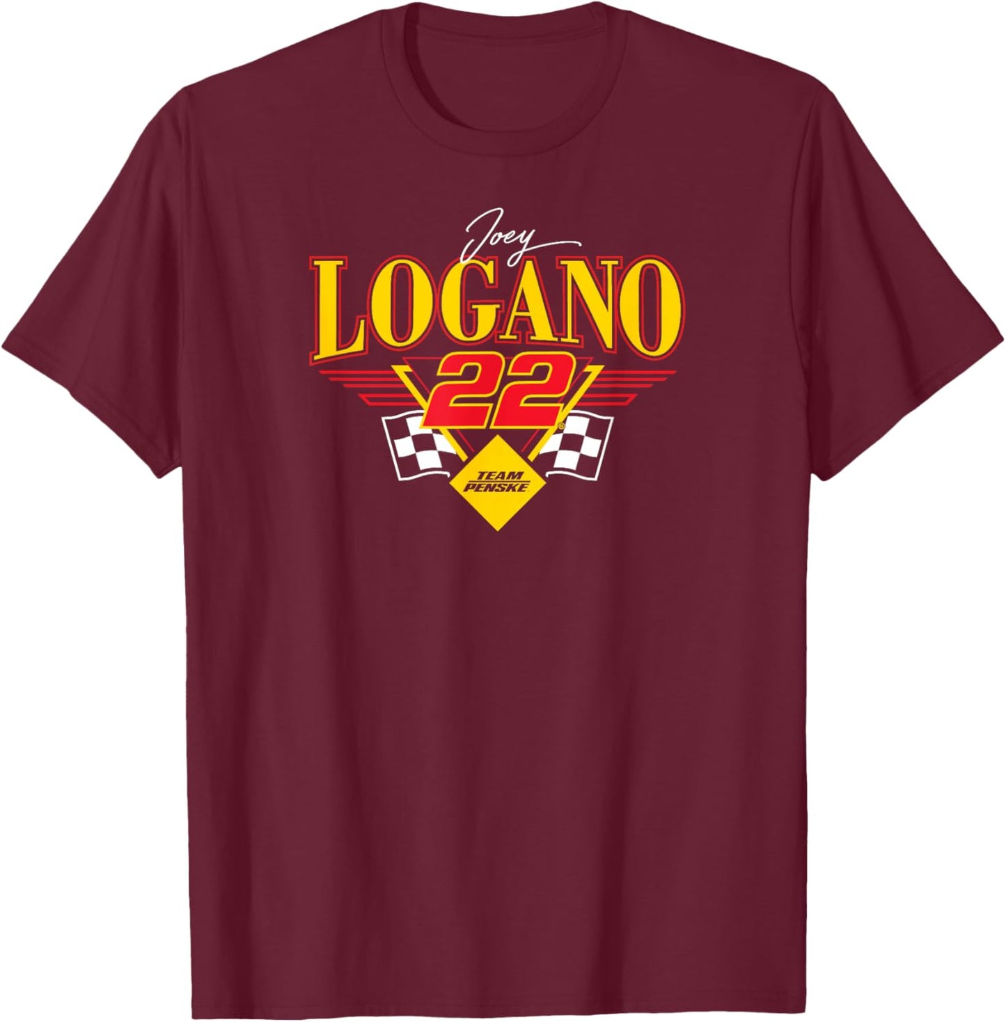 NASCAR - Joey Logano 22 Team Penske Triangle Wings Black T-Shirt - T-Shirt | Maroon