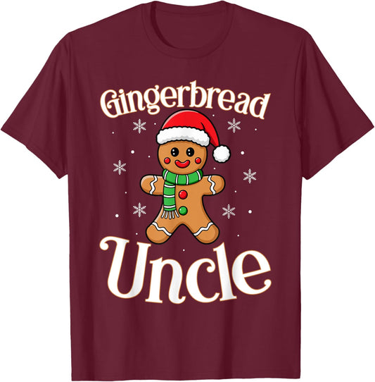 Gingerbread Uncle Christmas Festive Holiday Fun Design T-Shirt - T-Shirt | Maroon