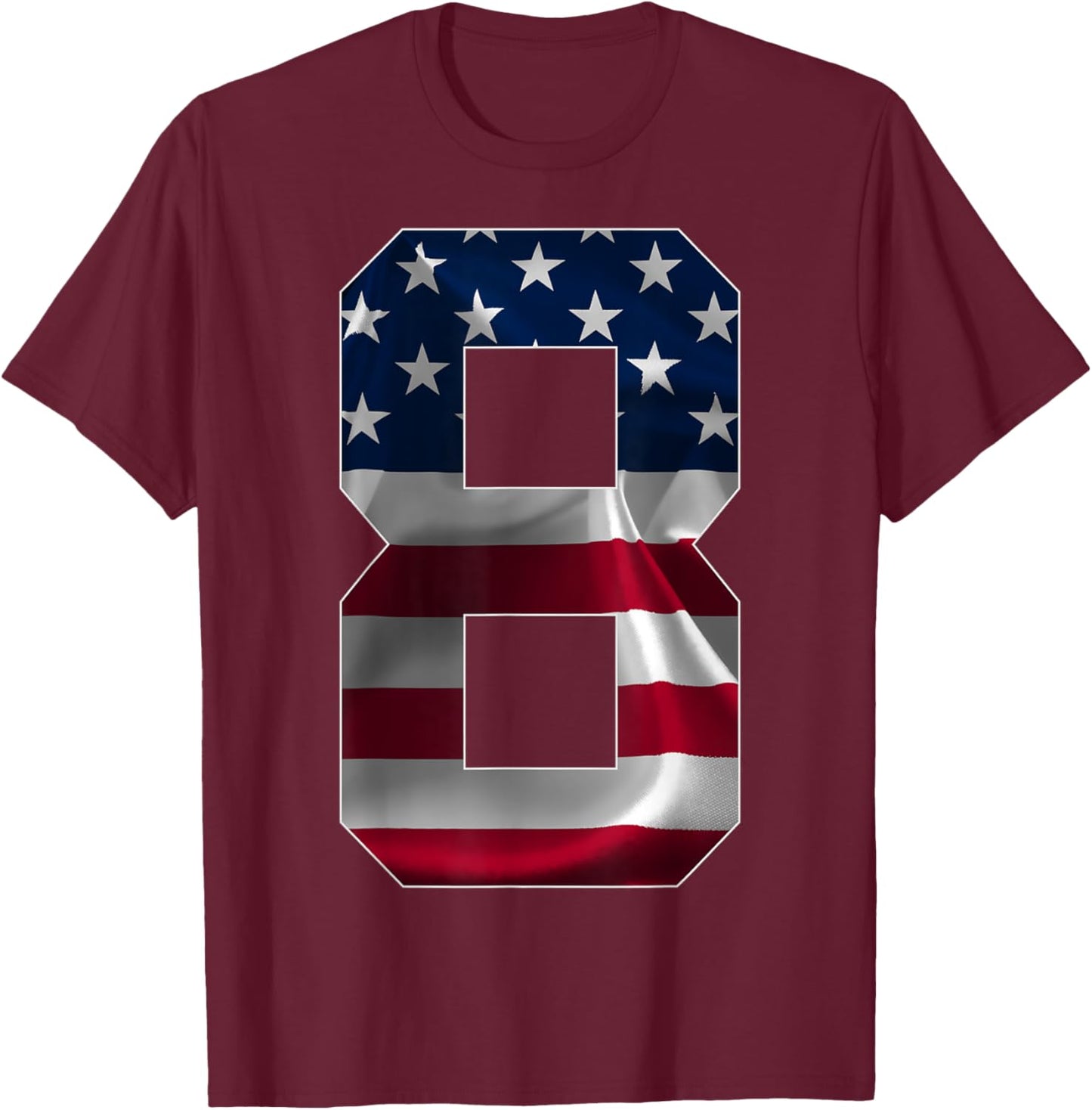 Number 8 Years Old Usa 8th Birthday T-Shirt - T-Shirt | Maroon