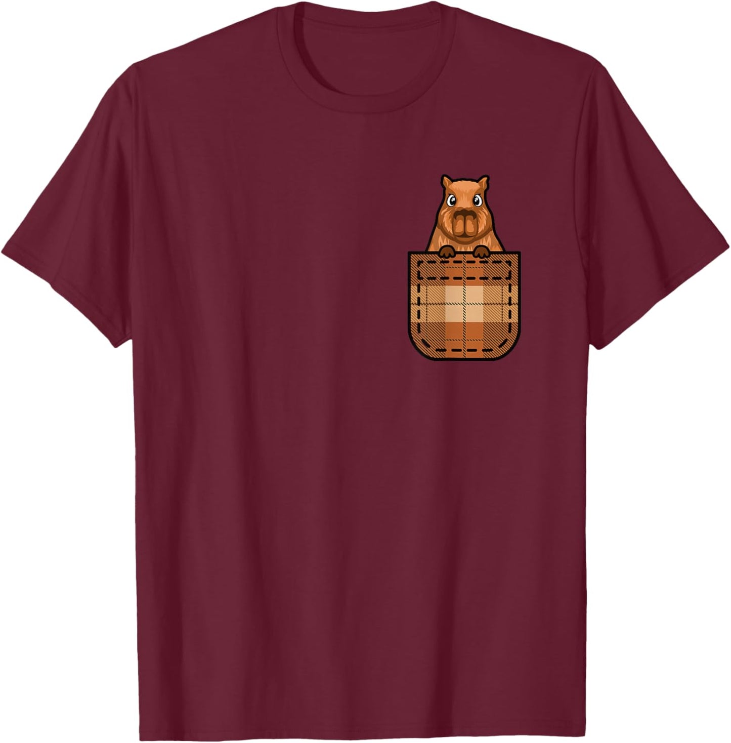 Funny Capybara Pocket Capybara Lover Men Women Kids T-Shirt - T-Shirt | Maroon