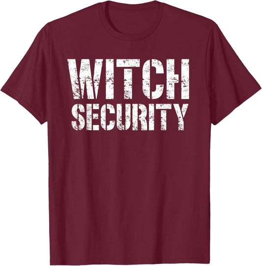 Halloween Dad Mom Daughter Adult Costume Witch Security T-Shirt - T-Shirt | Maroon