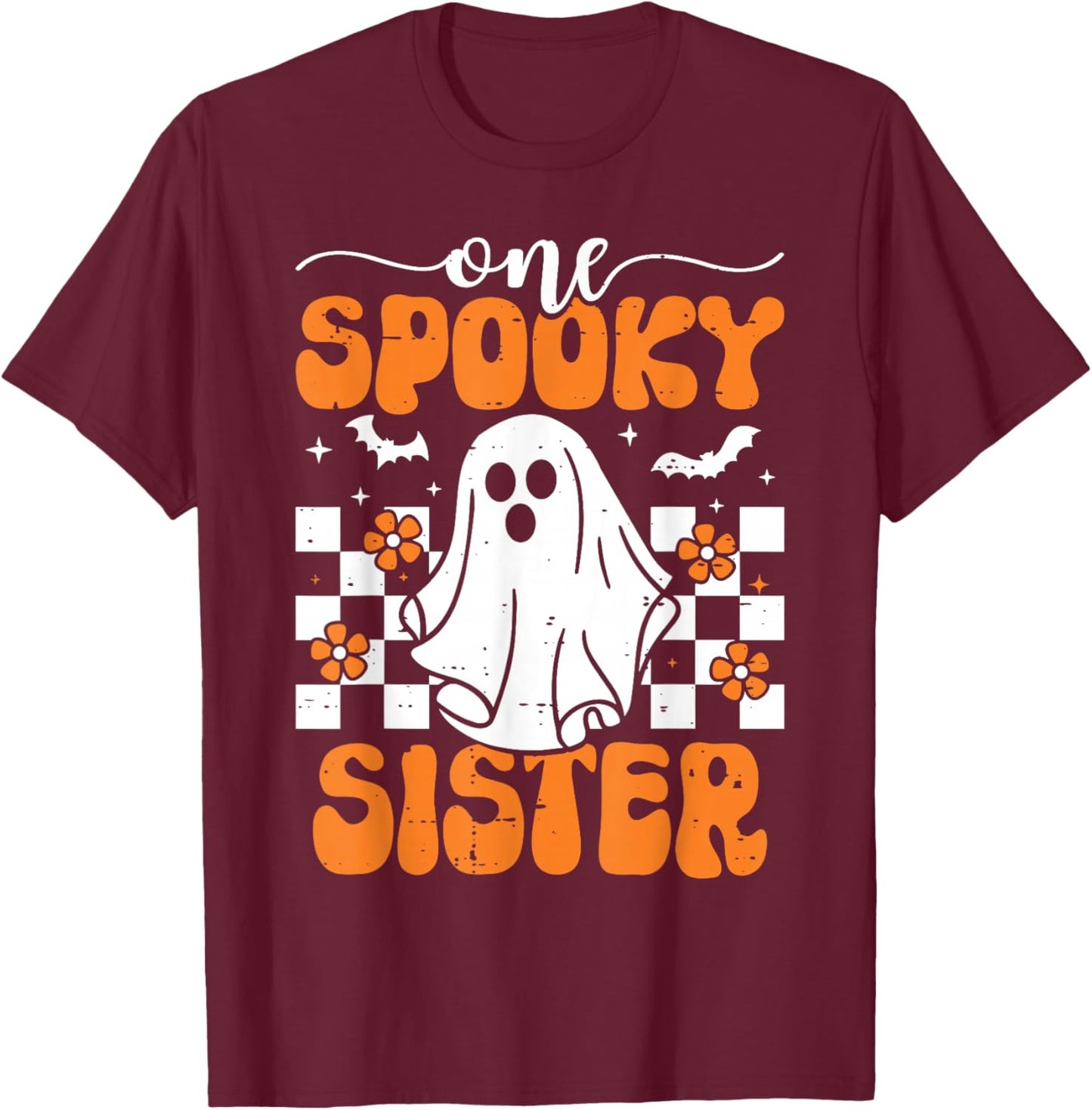 One Spooky Sister Matching Family Halloween Costumes T-Shirt - T-Shirt | Maroon