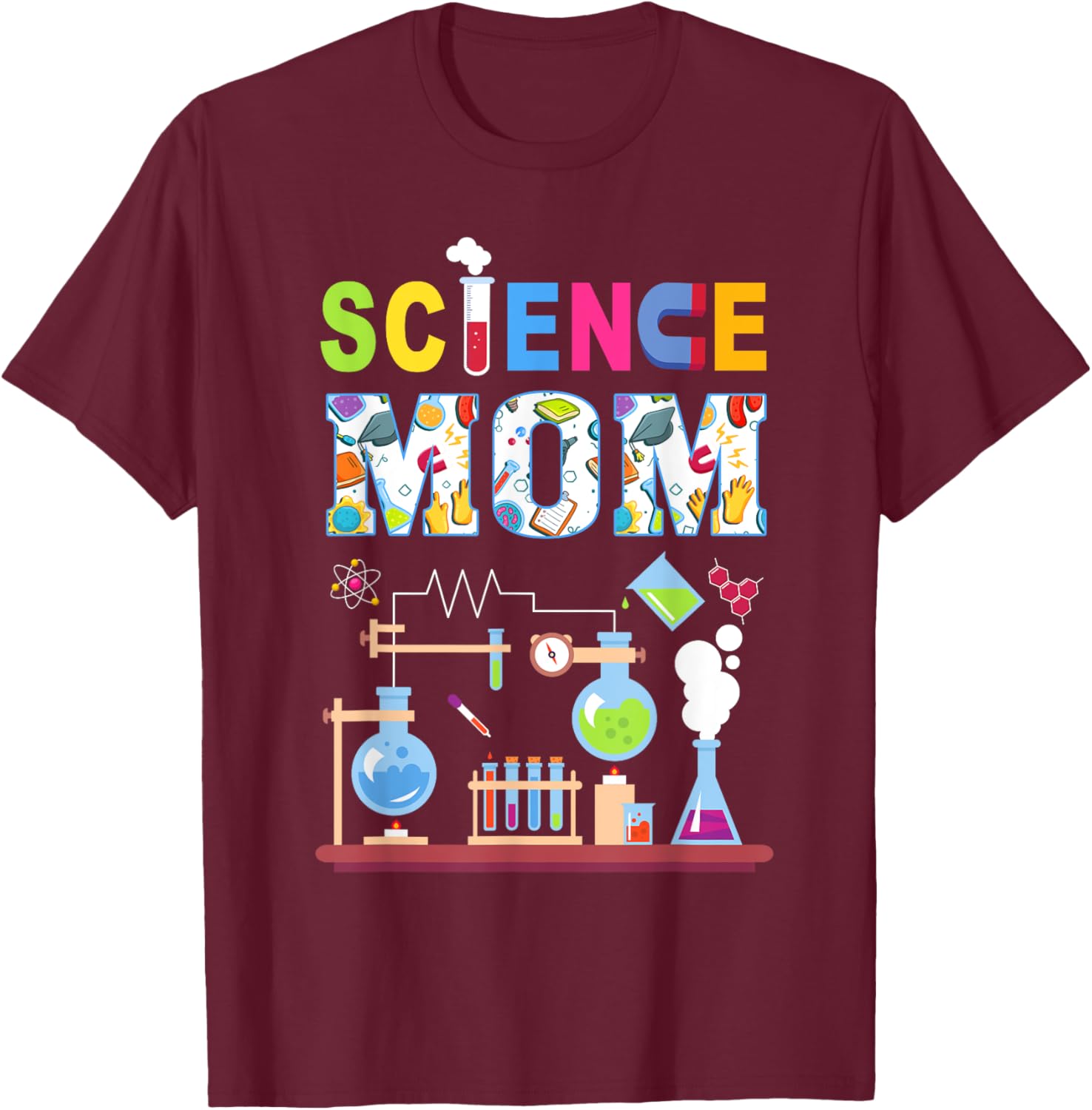 Science Mom Family Science Birthday Party Matching T-Shirt - T-Shirt | Maroon