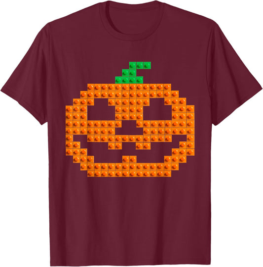 Halloween Master Builder Pumpkin Brick Building Block Boys T-Shirt - T-Shirt | Maroon