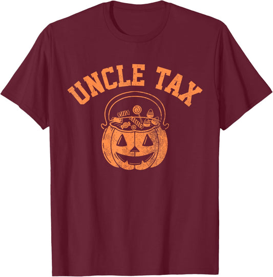 Vintage Uncle Tax Halloween Pumpkin Spooky Trick or Treat T-Shirt - T-Shirt | Maroon