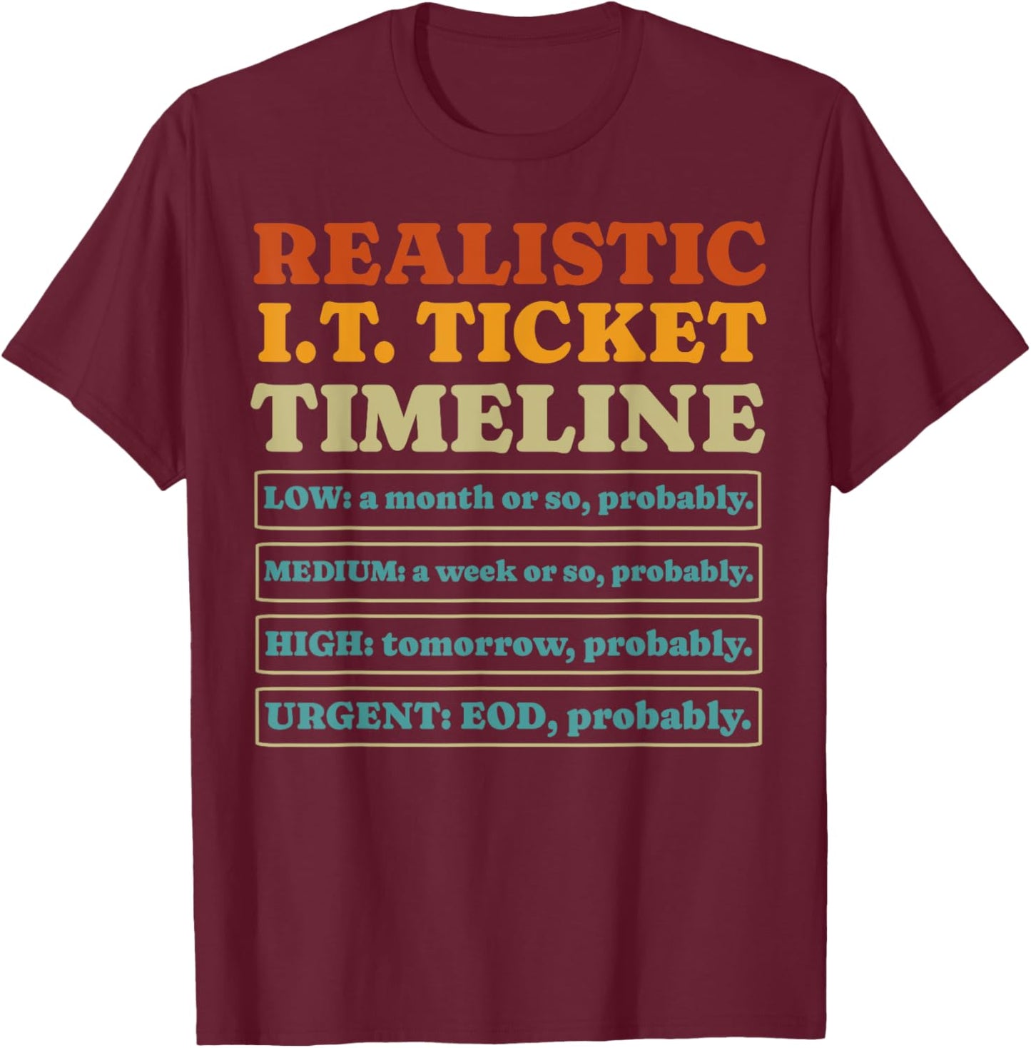 Funny IT Ticket Tech Support I.T. Guy Technical Computer Gag T-Shirt - T-Shirt | Maroon