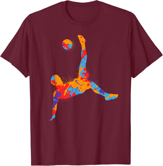 Colorful Soccer Player Sports Kids Boys Men Soccer T-Shirt - T-Shirt | Maroon