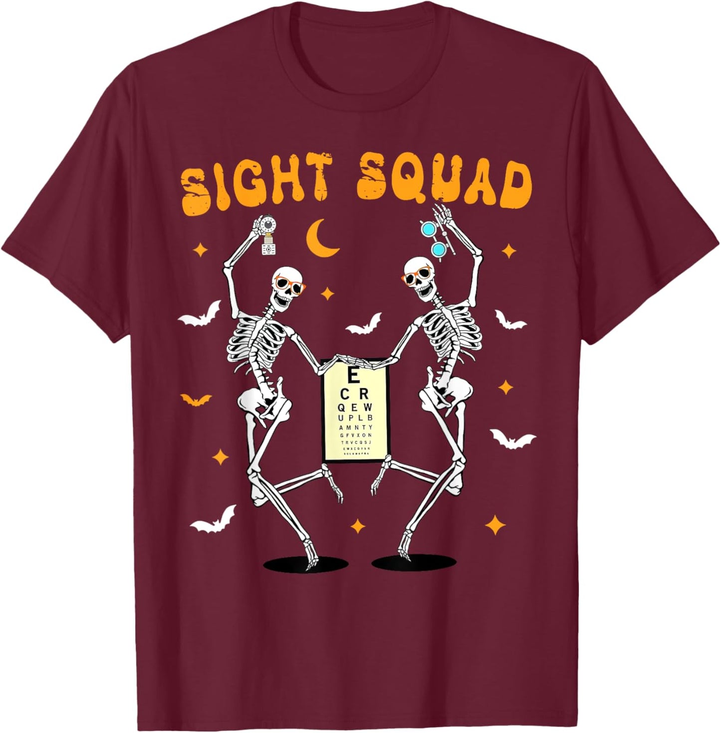 Skeleton Dancing Sight Squad Halloween Optometrist Optometry T-Shirt - T-Shirt | Maroon