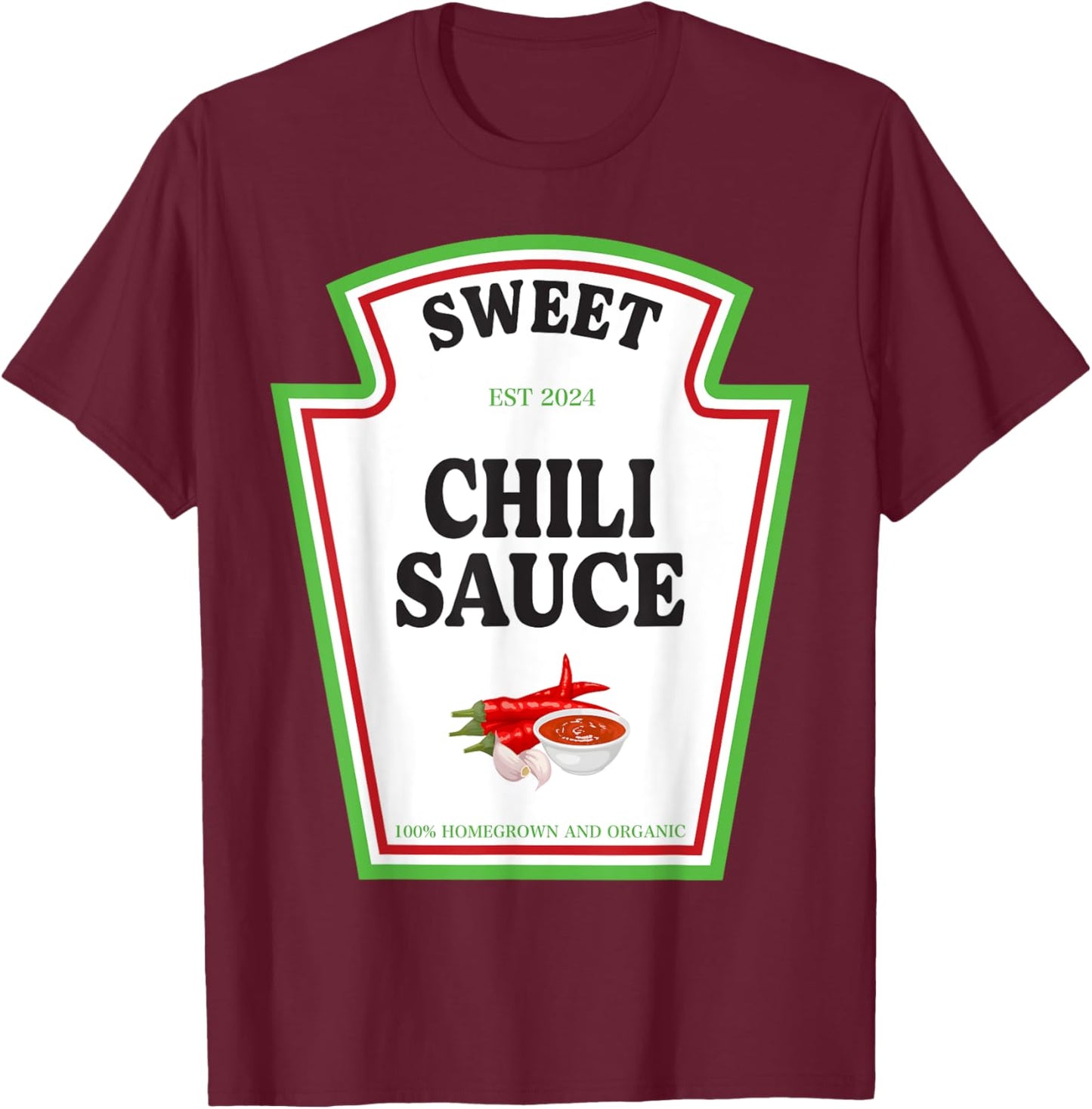 Sweet Chili Sauce Condiment Spice Costume Party Matching T-Shirt - T-Shirt | Maroon
