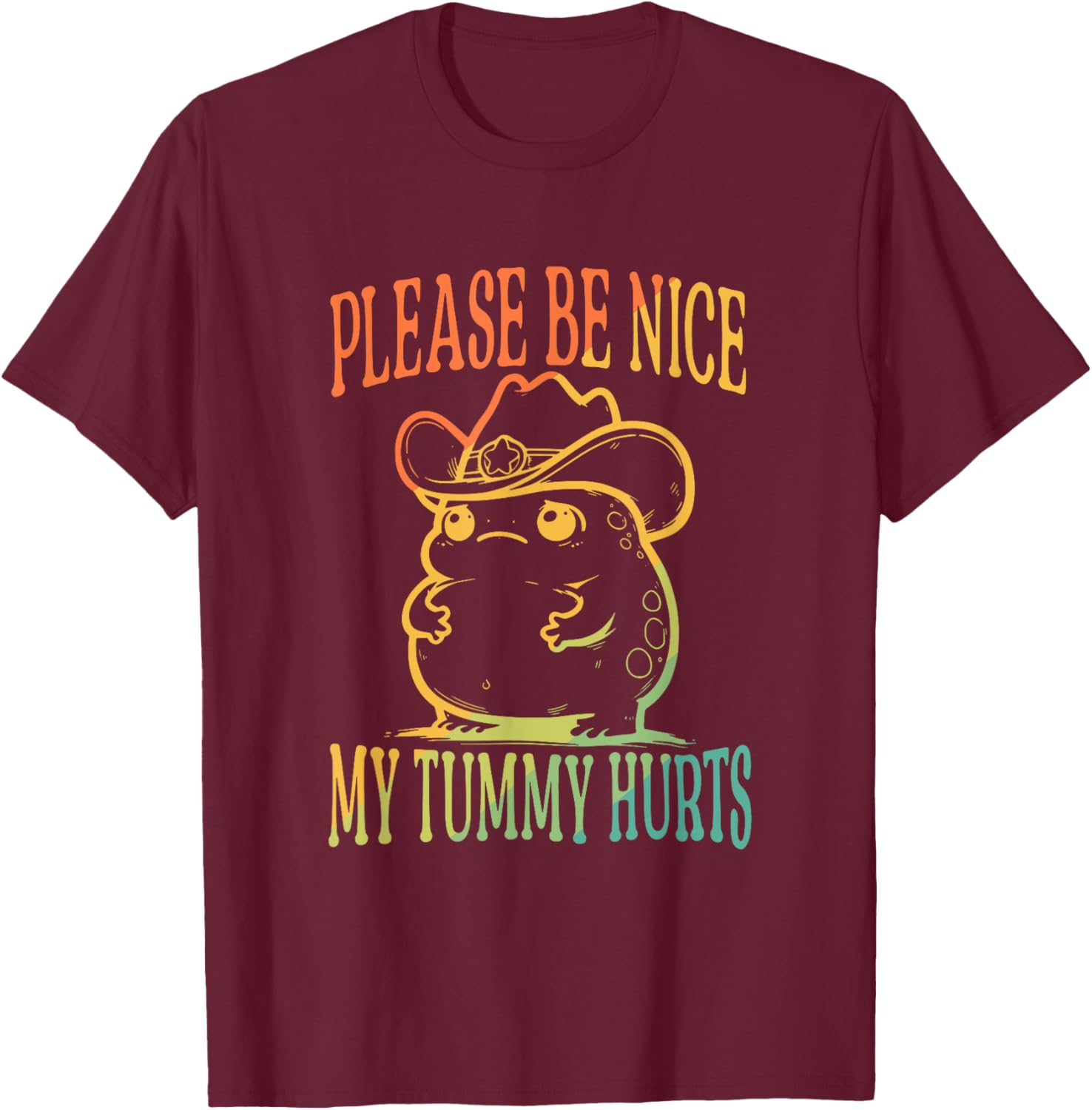 Please Be Nice My Tummy Hurts Vintage Design T-Shirt - T-Shirt | Maroon