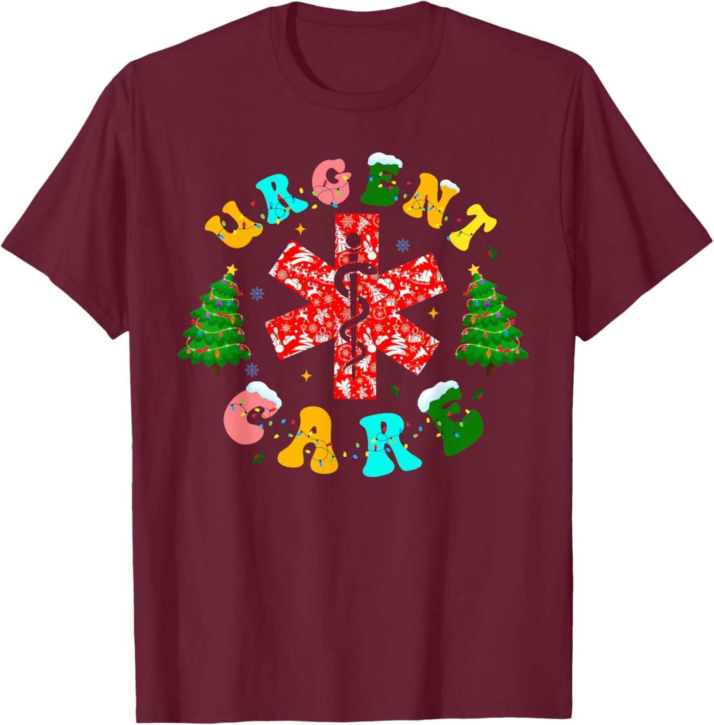 Urgent Care Nurse Christmas Team Minor Injury Unit RN Nurse T-Shirt - T-Shirt | Maroon