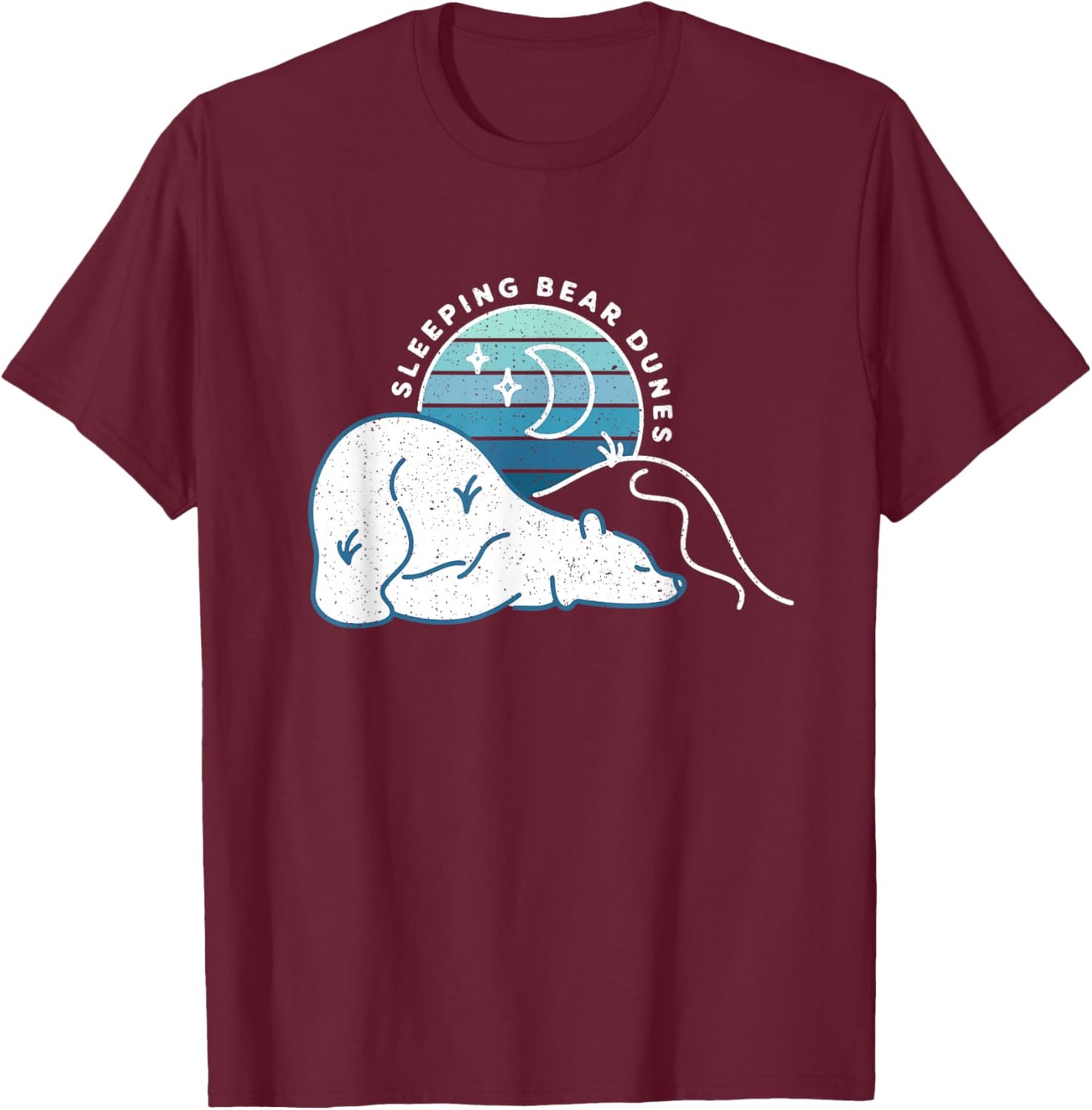 Minimal Sleeping Bear Dunes Retro Sunset Michigan T-Shirt - T-Shirt | Maroon