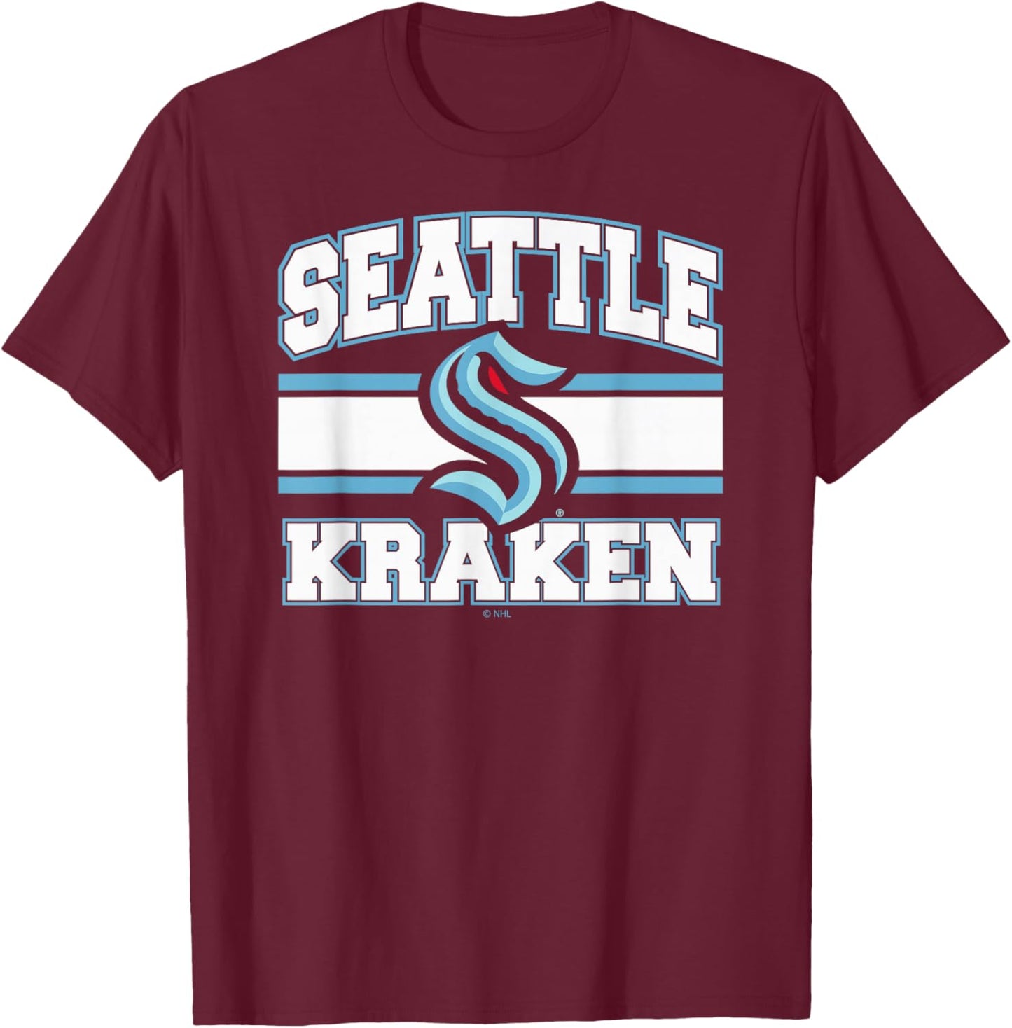 Seattle Kraken Stripe Navy Officially Licensed T-Shirt - T-Shirt | Maroon