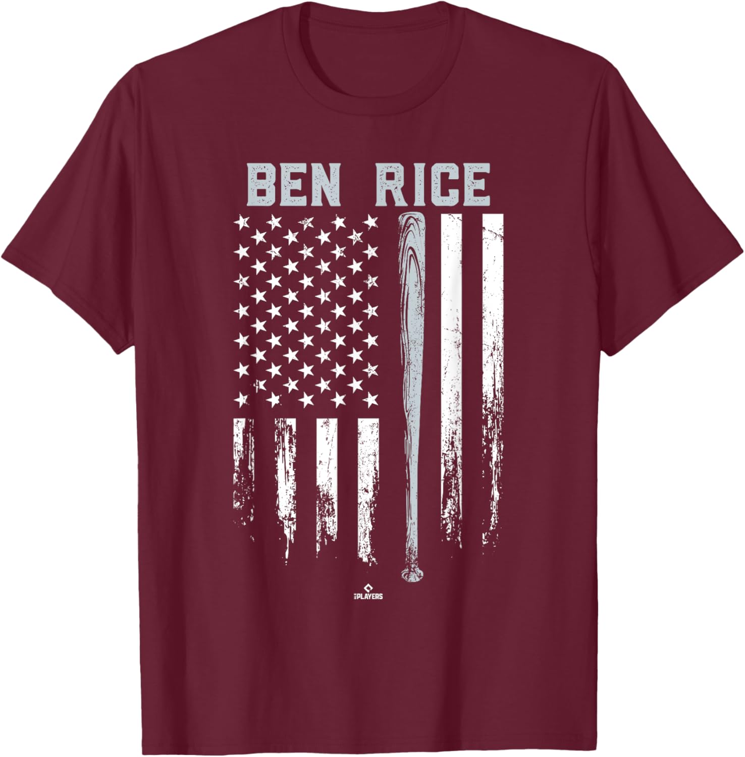 USA Flag Bat Ben Rice New York Baseball MLBPA T-Shirt - T-Shirt | Maroon