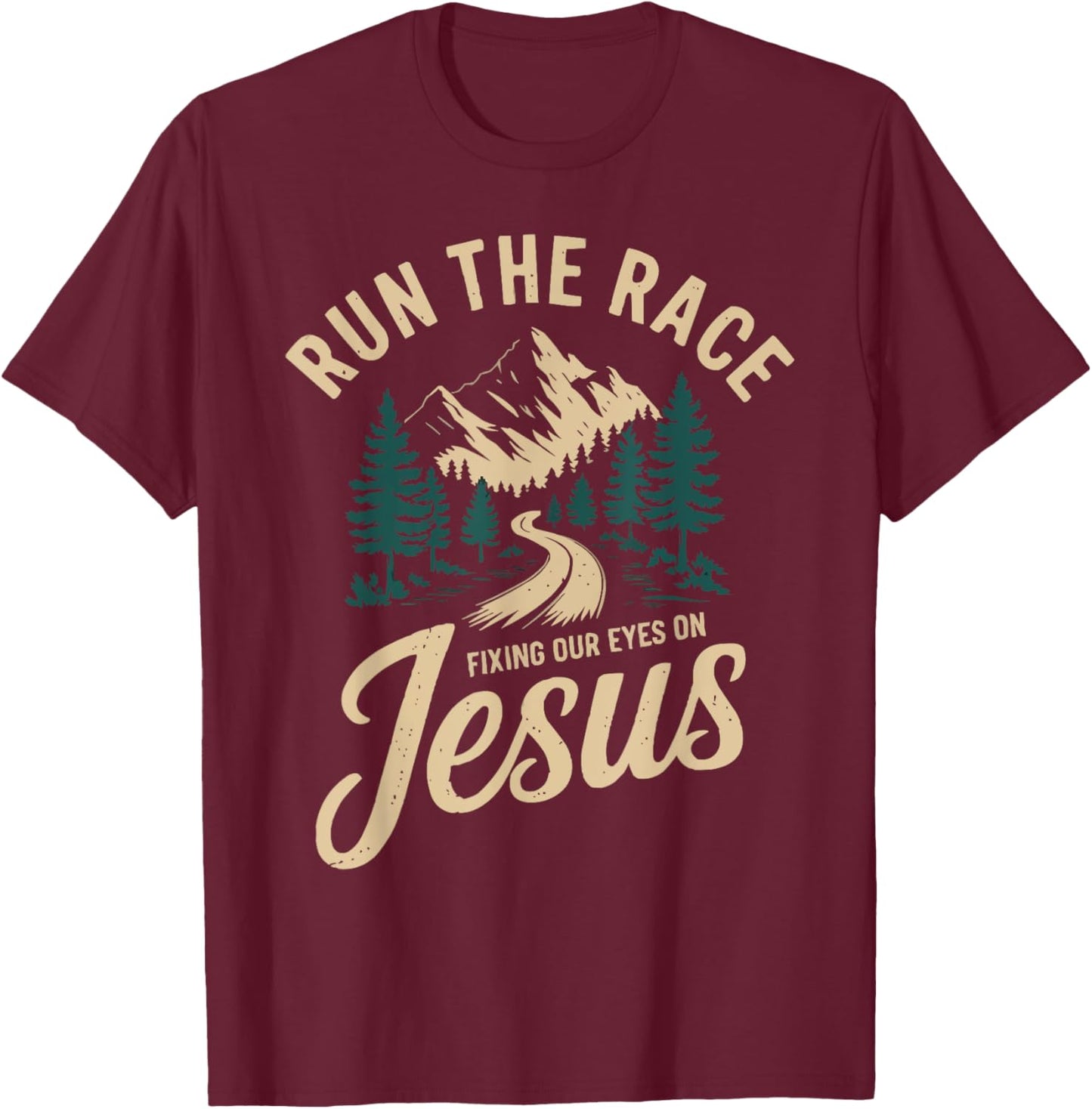 Running Jesus Christ Religion Christian Runner Christianity T-Shirt - T-Shirt | Maroon