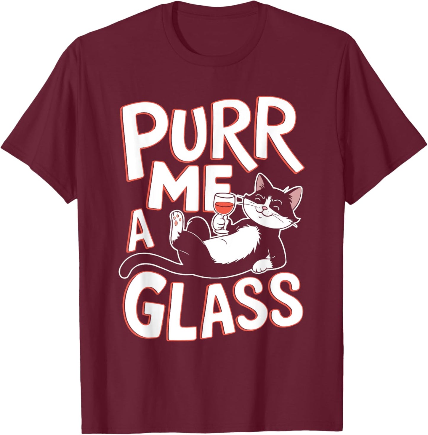 Wine Cat Owner Kitty Meow Alcohol Drinking Winemaker T-Shirt - T-Shirt | Maroon