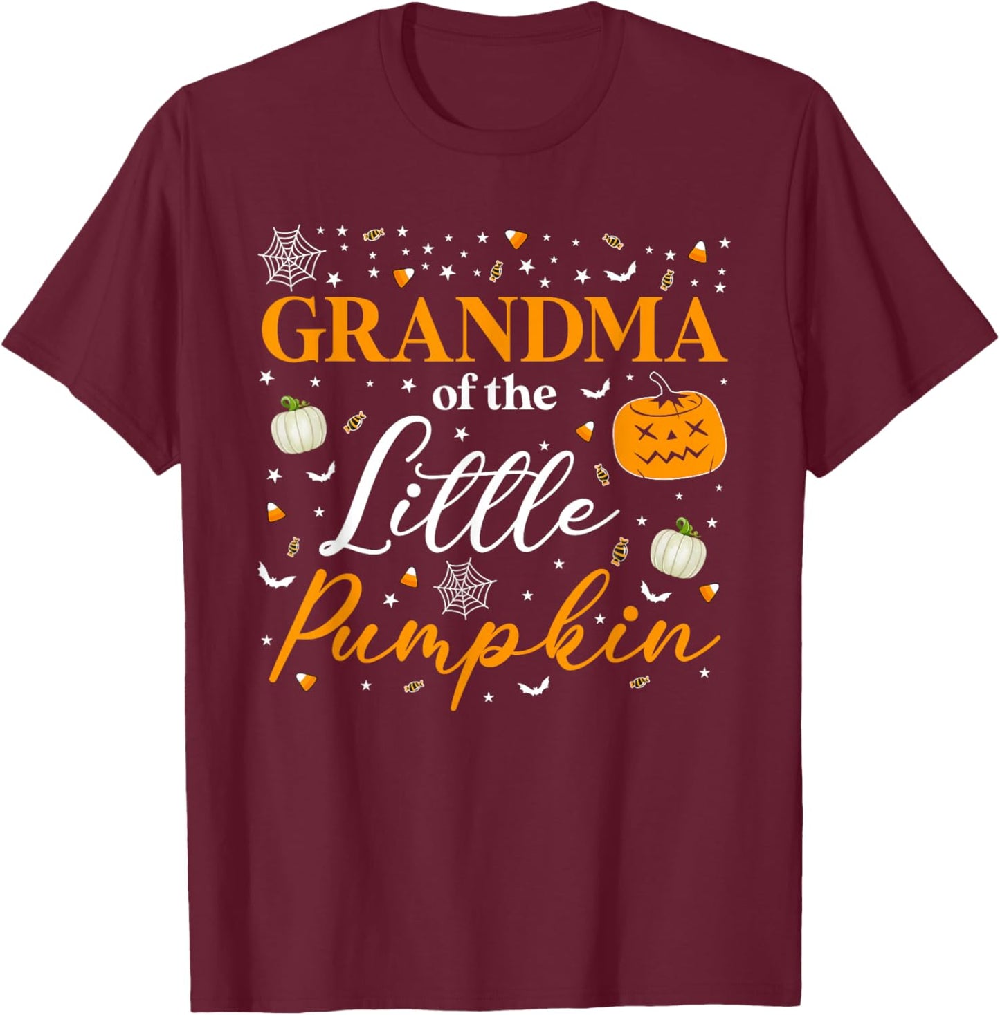 Grandma of The Little Pumpkin Family Matching Halloween T-Shirt - T-Shirt | Maroon