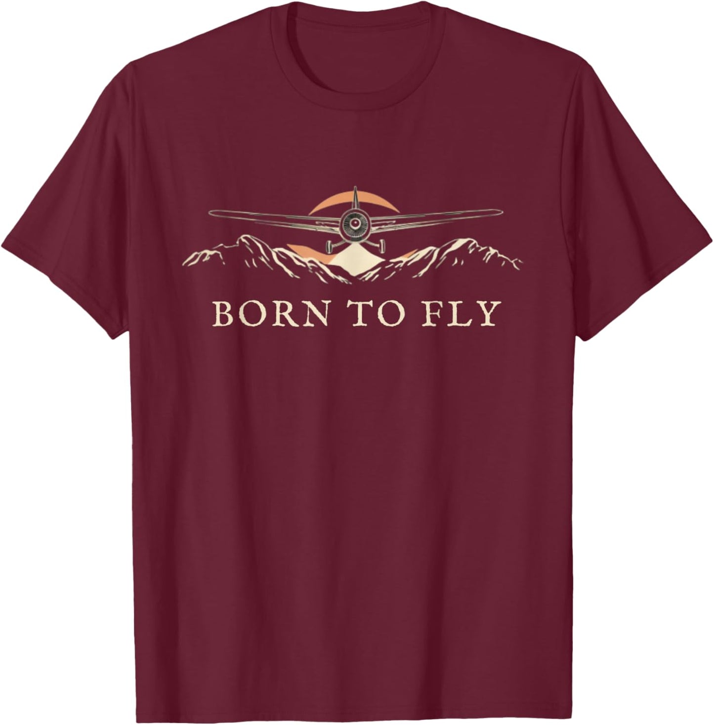 Born to Fly Vintage Airplane Adventure Pilot Lover Design T-Shirt - T-Shirt | Maroon