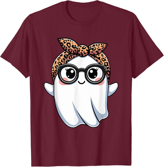 Halloween Ghost Glasses Boo Spooky Season Women Toddler Girl T-Shirt - T-Shirt | Maroon