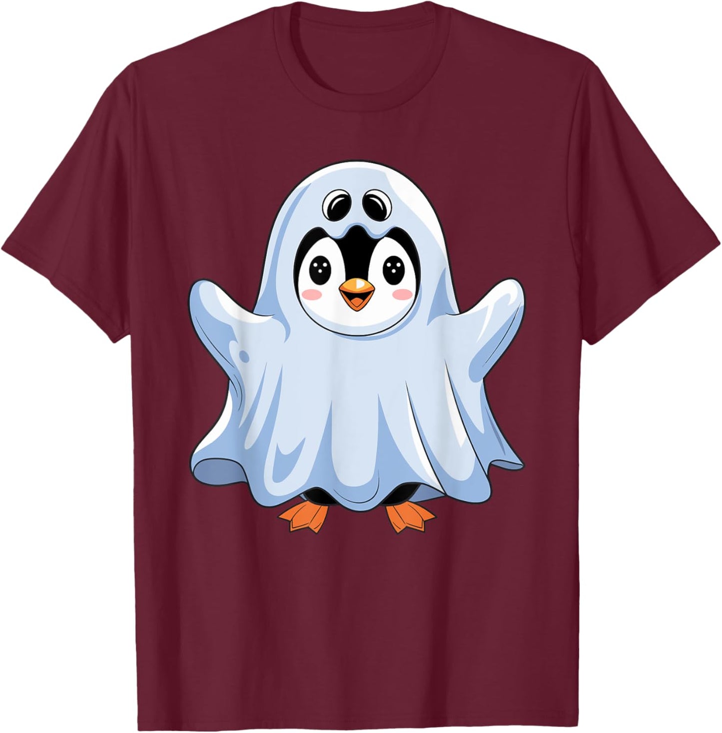 Penguin Halloween Cute Ghost Costume T-Shirt - T-Shirt | Maroon